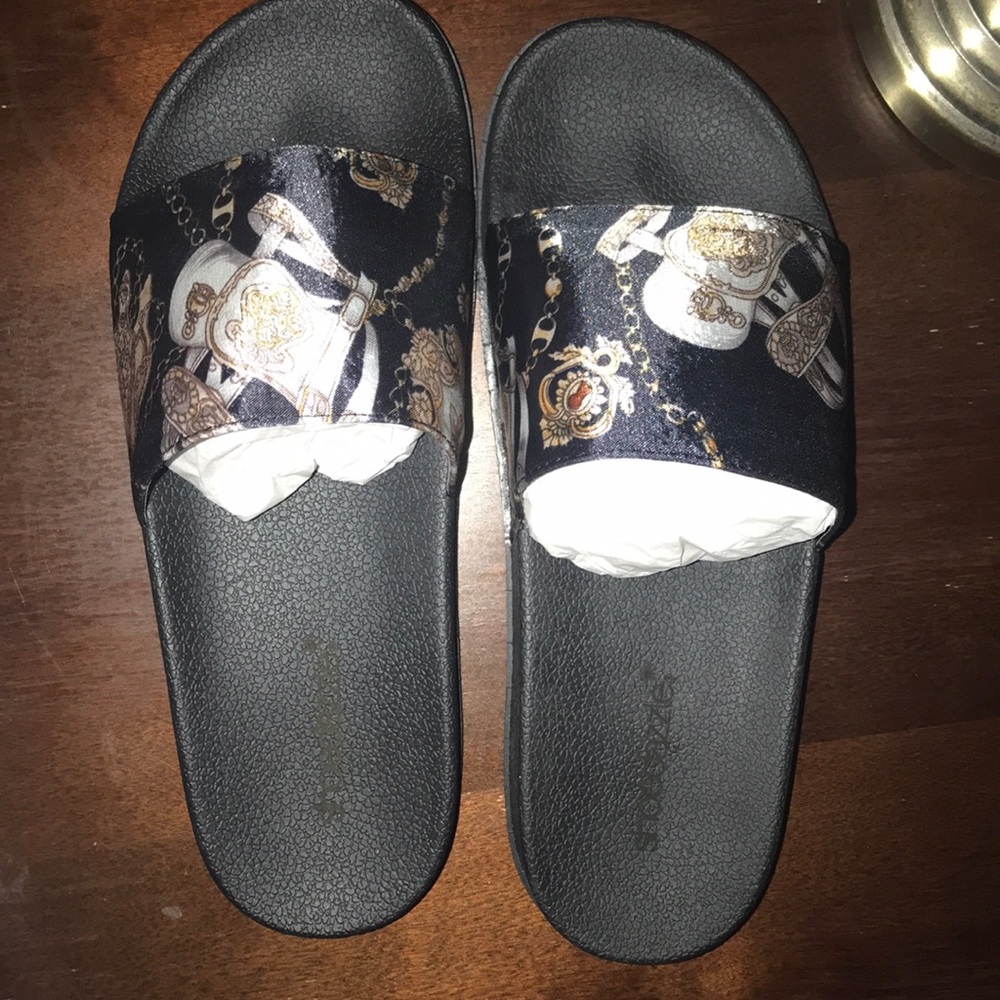 Flat sandals, Falicia Black/Gold